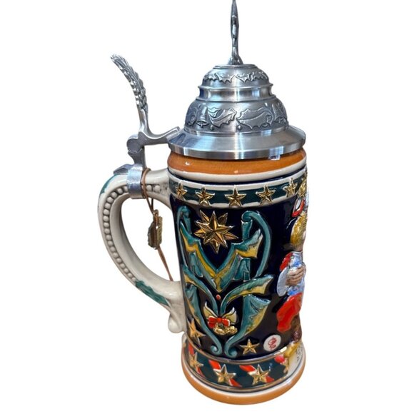 1994 Saturday Evening Post Christmas Collector Lidded Stein 10.75" S.P. GERZ NIB - Picture 3 of 9